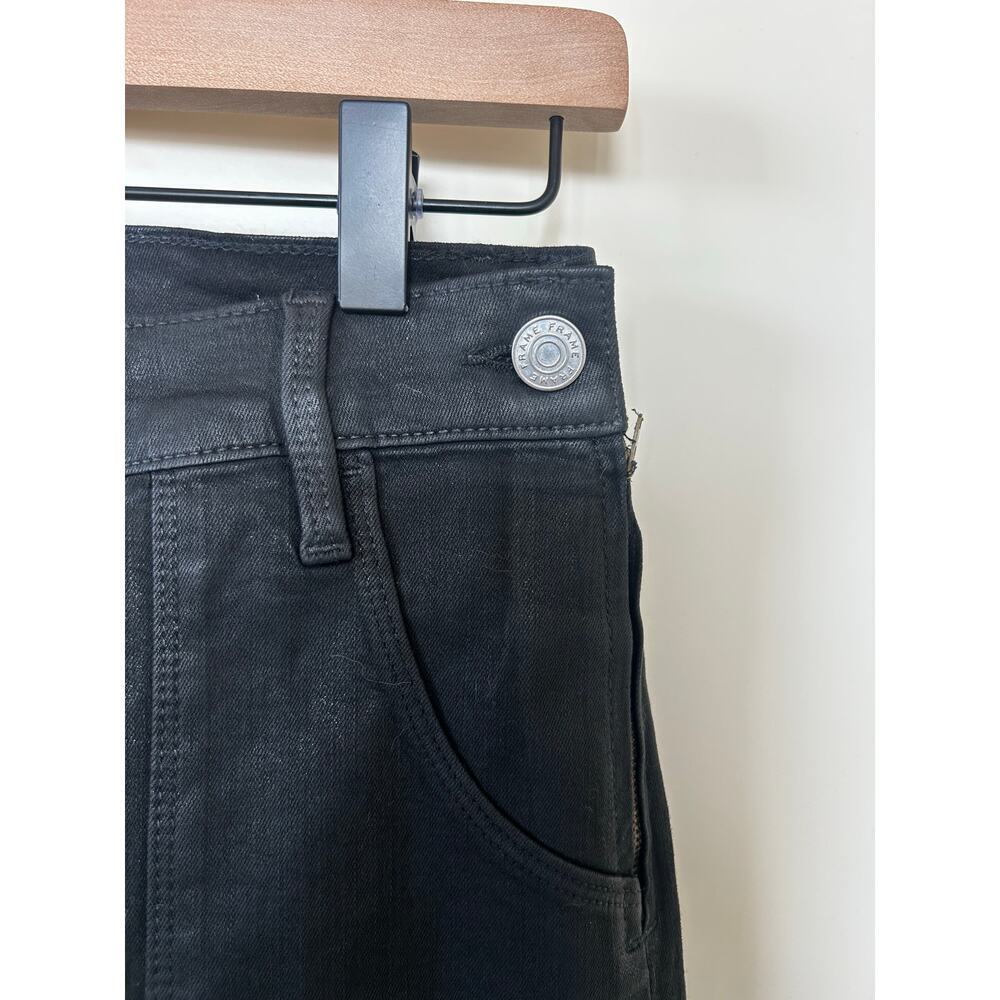 Frame Le Flare de Francoise Black Coated Flare Jeans Size 26 - Picture 4 of 10